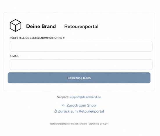 Ansicht des Endkunden-Portals