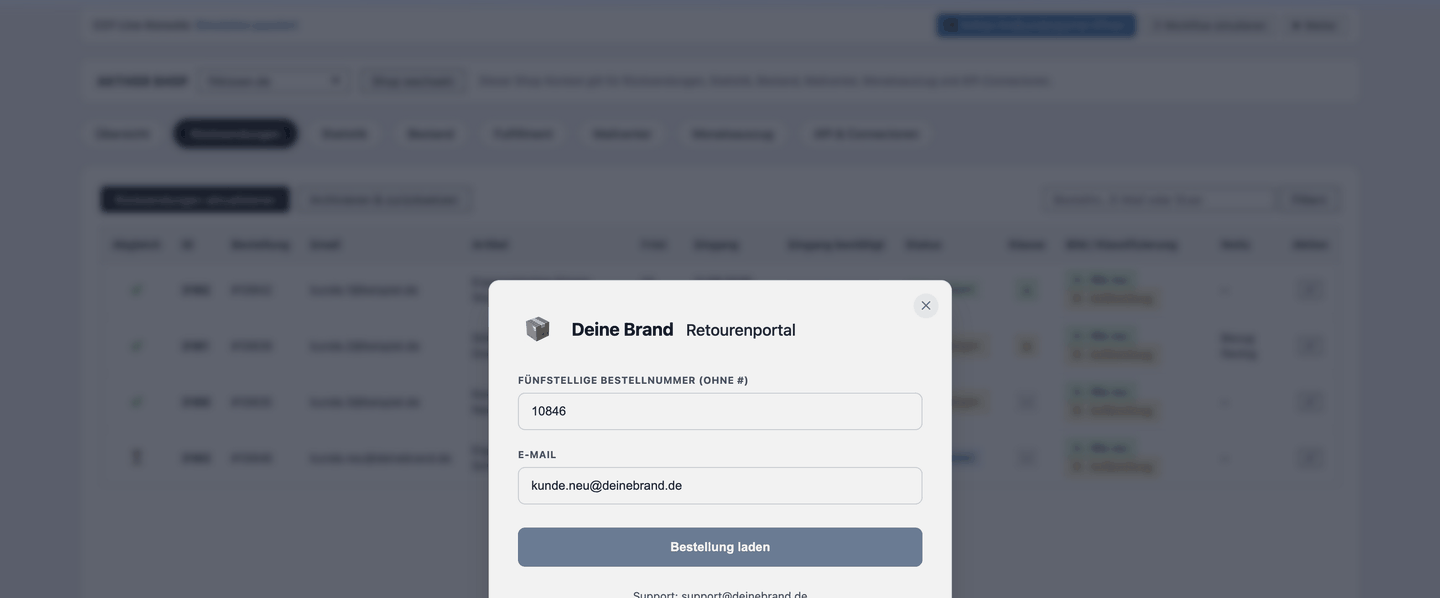 Clean2You RMA Management Konsole und Retourenportal